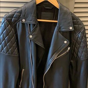 All Saints quilted soft leather jacket